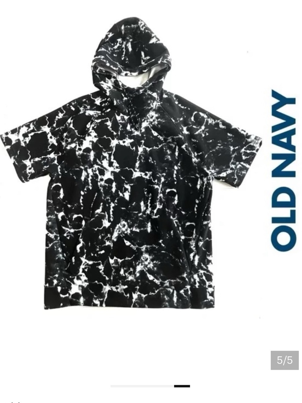 Old navy  Black & White Marble Hoodie Tee for men size M